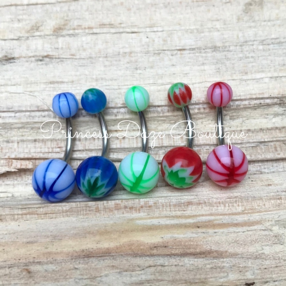 5 Multi-Color Belly Button Rings‎